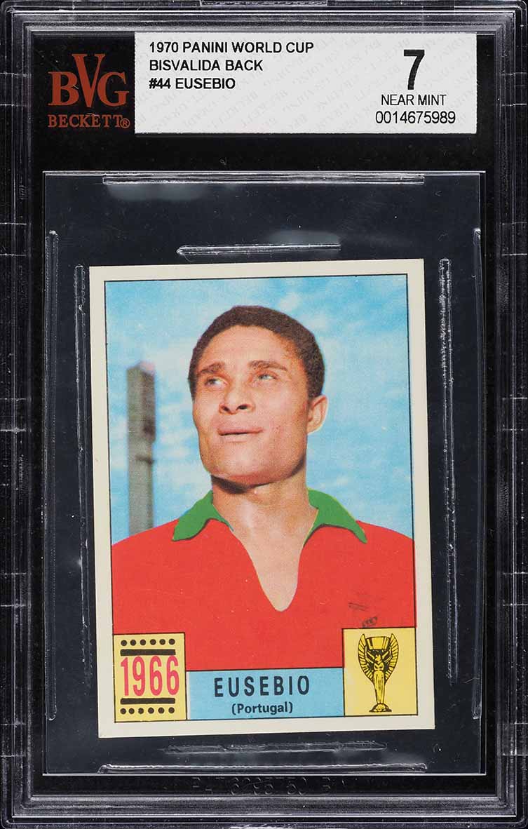 1970 Panini World Cup Bisvalida Back Eusebio #44 BVG 7 NRMT