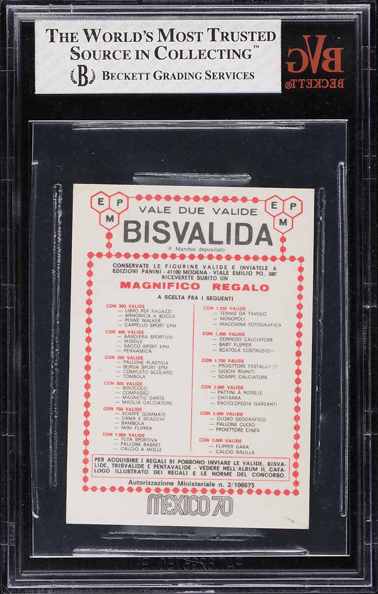 1970 Panini World Cup Bisvalida Back Eusebio #44 BVG 7 NRMT
