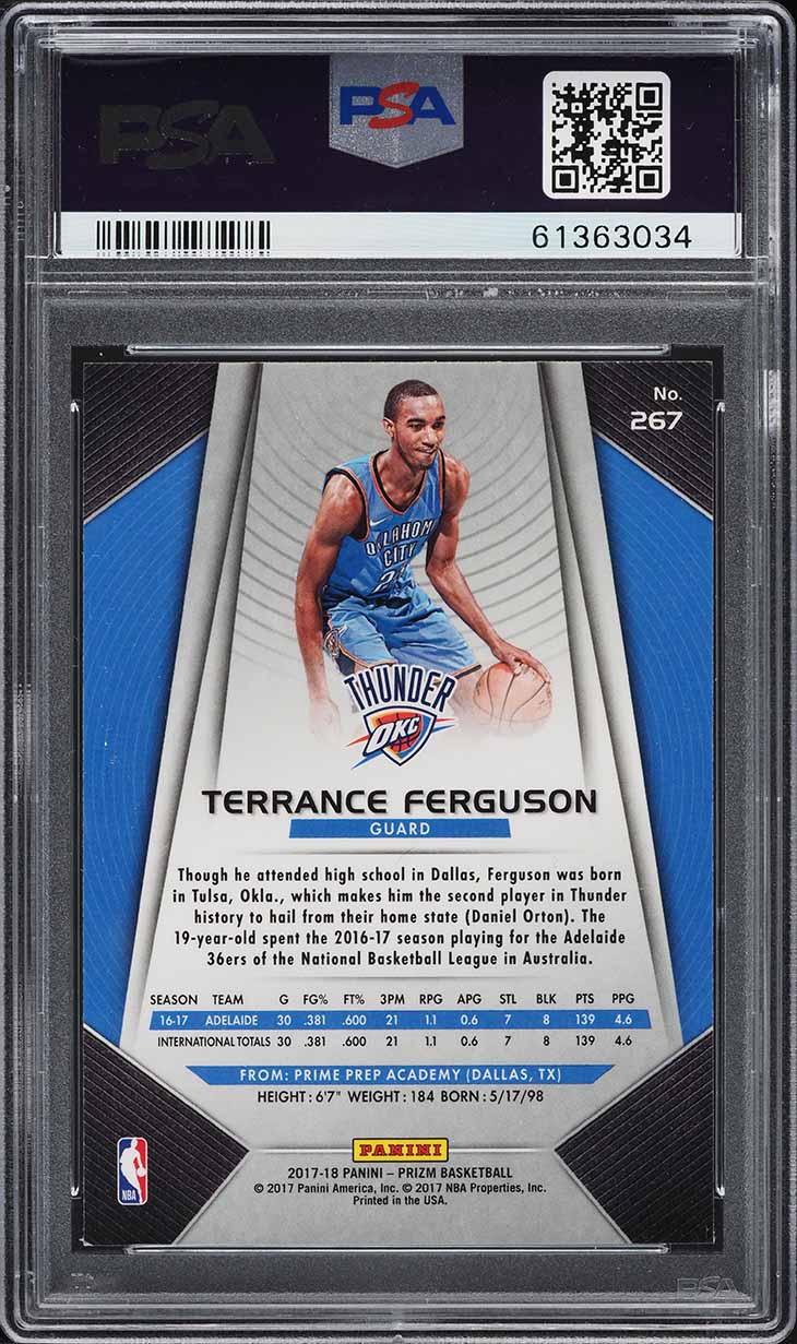 2017 Panini Prizm Terrance Ferguson ROOKIE #267 PSA 9 MINT