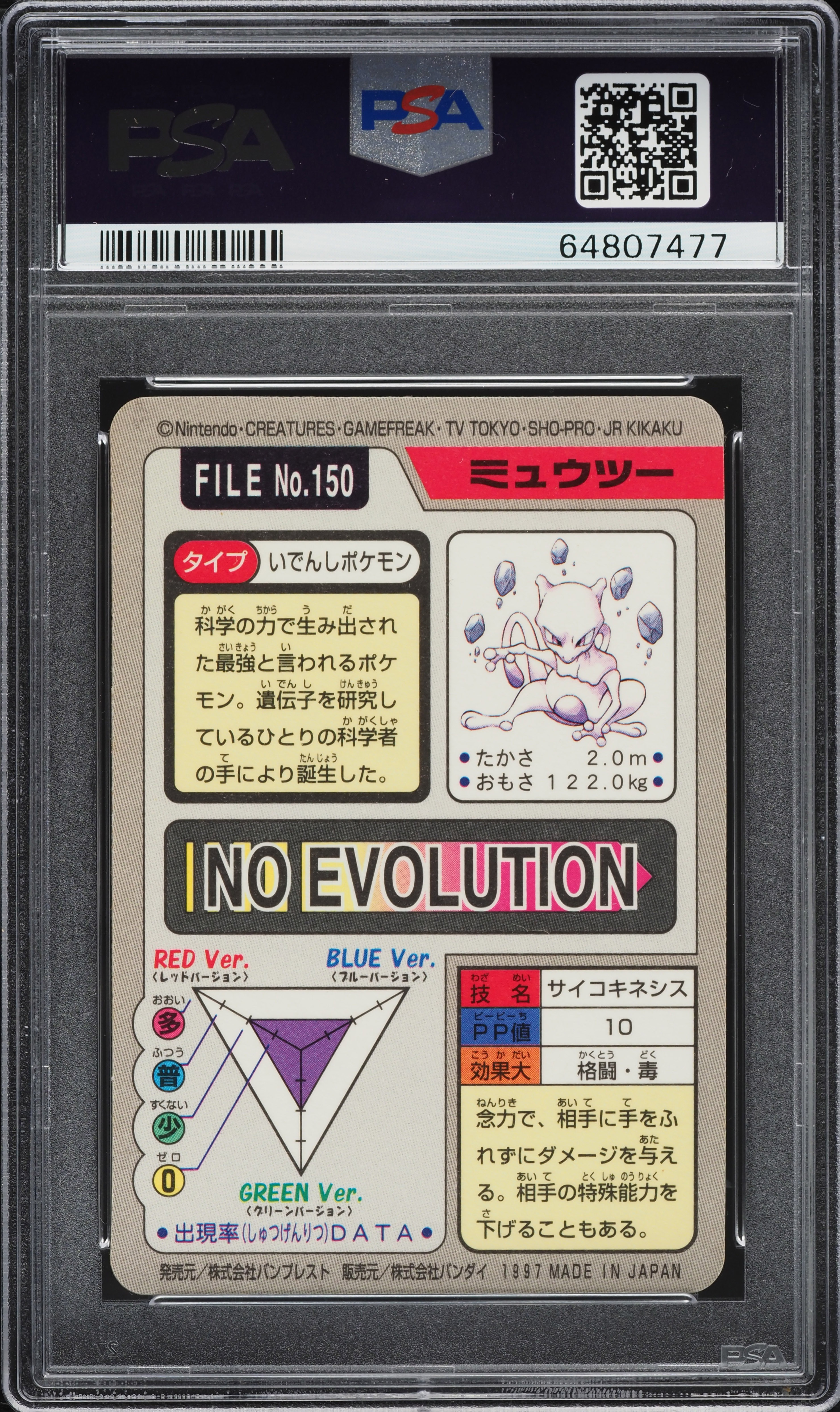 ポケモンカードゲーム 1997 POCKET MONSTERS MEWTWO-PRISM #150 1997 Pokemon Japanese Pocket Monsters Carddass Prism Mewtwo #150