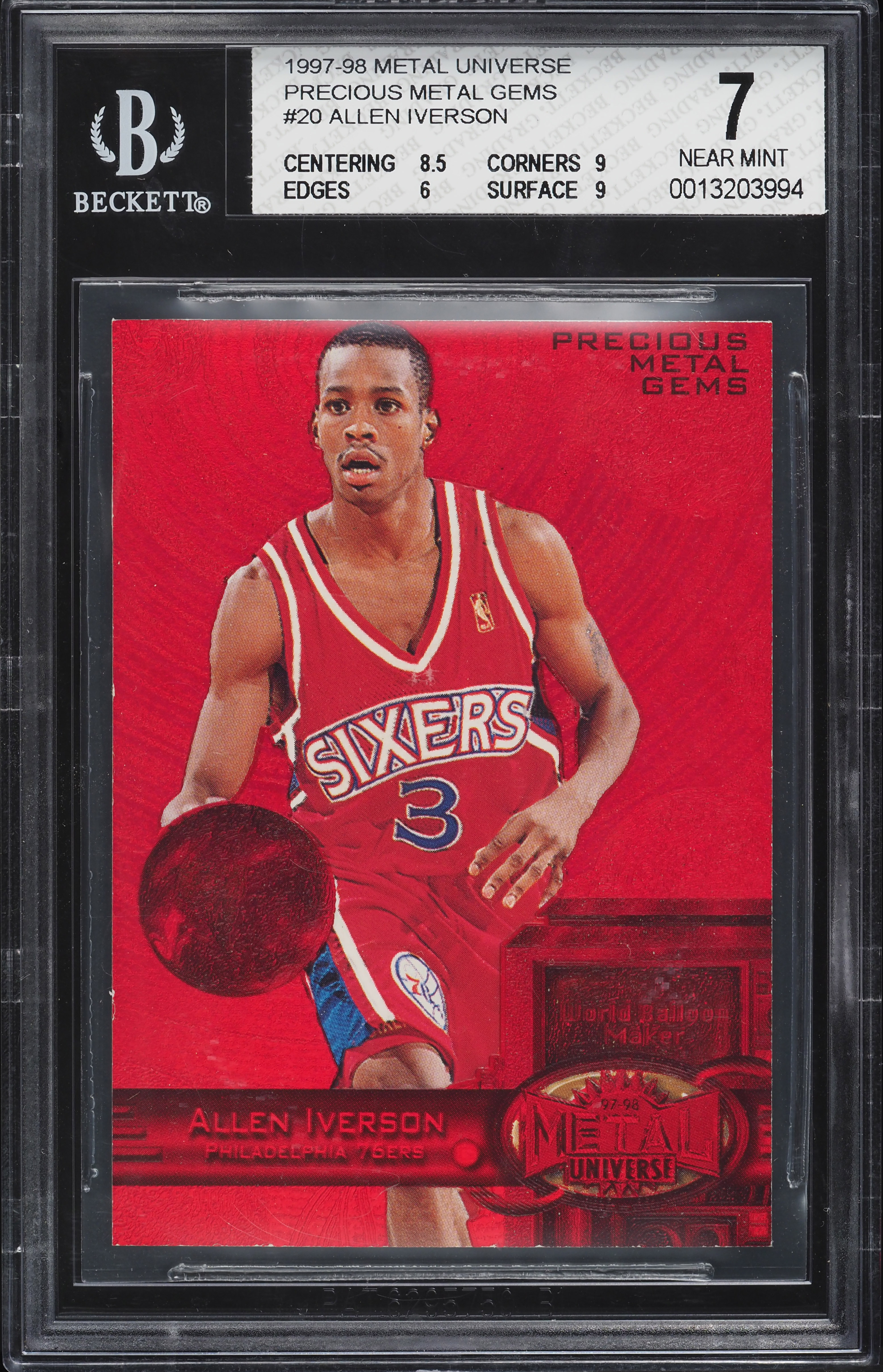 1997 Metal Universe Precious Metal Gems PMG Red Allen Iverson /100