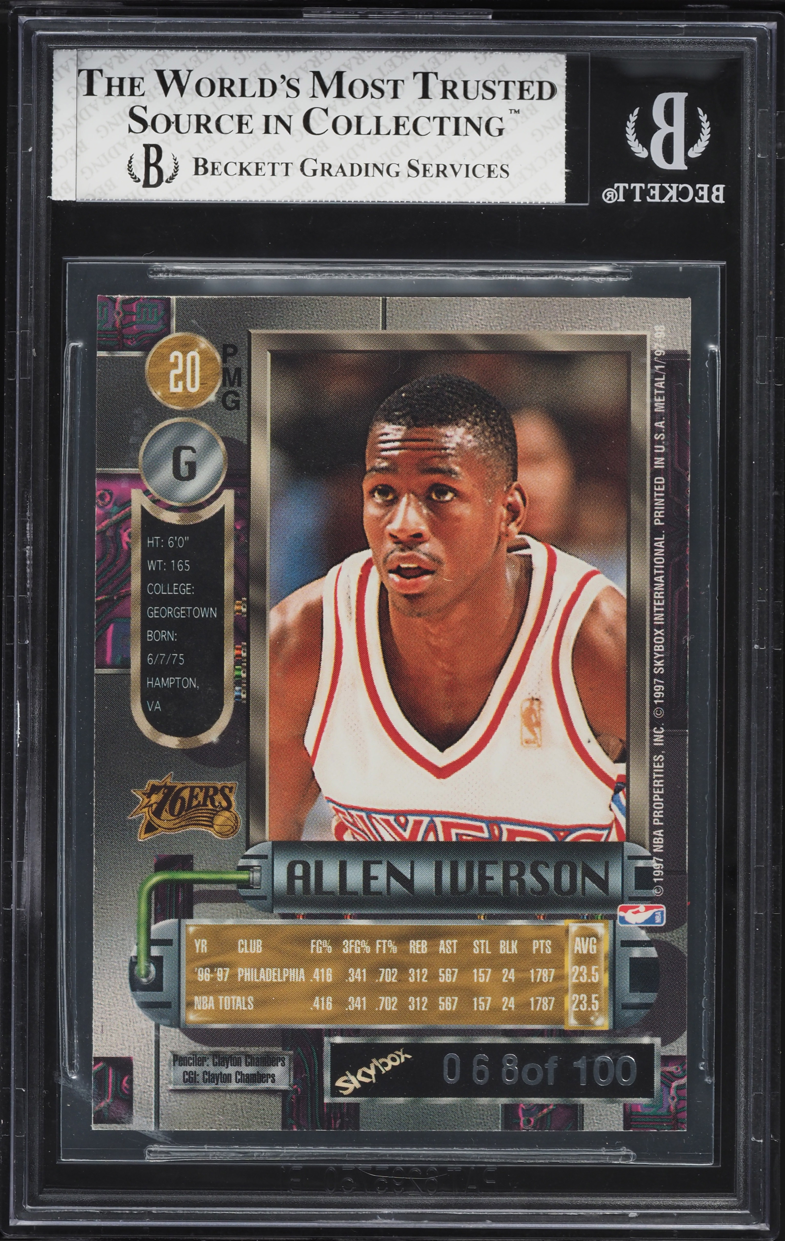 1997 Metal Universe Precious Metal Gems PMG Red Allen Iverson /100