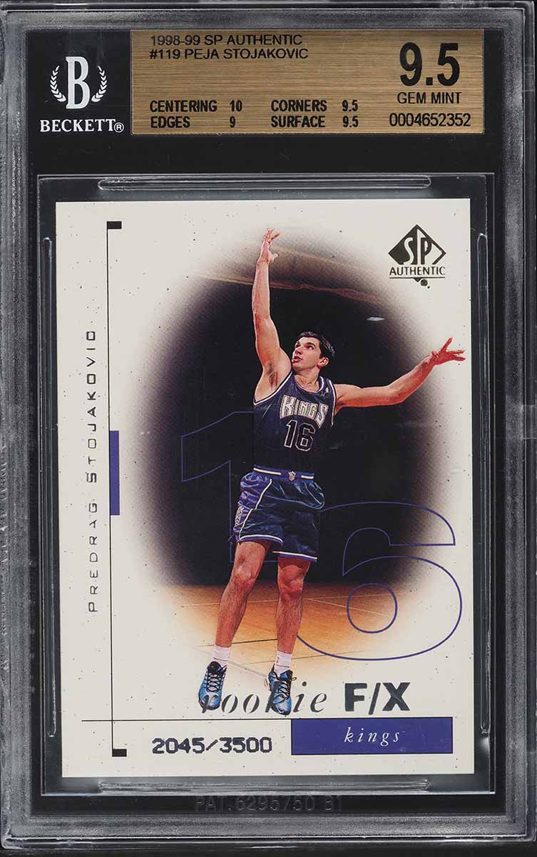 1998 SP Authentic Peja Stojakovic ROOKIE /3500 #119 BGS 9.5 GEM MINT