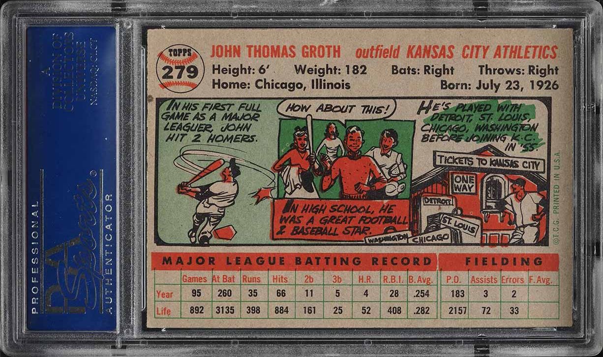 1956 Topps Johnny Groth #279 PSA 7 NRMT
