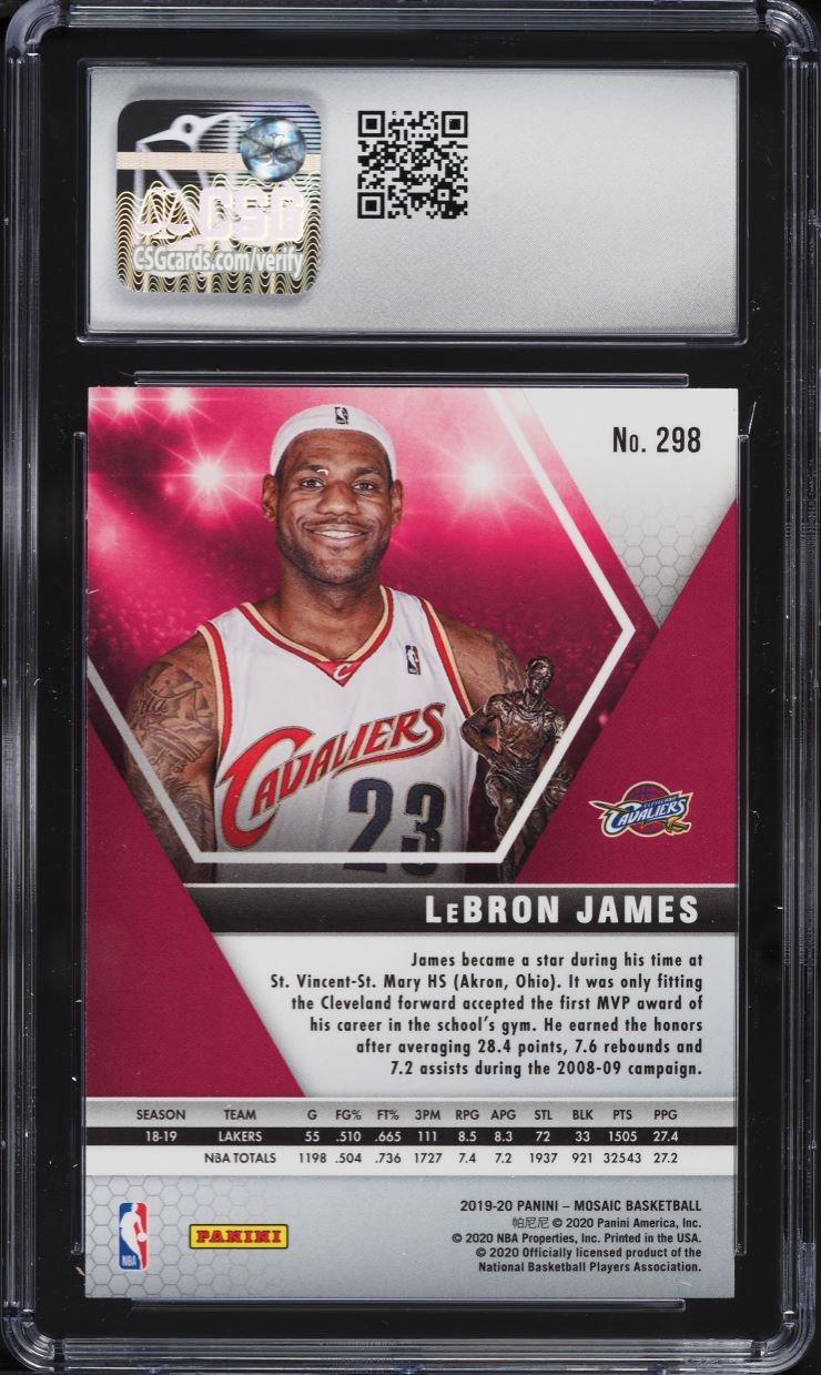 2019 Panini Mosaic LeBron James #298 CSG 10 GEM MINT