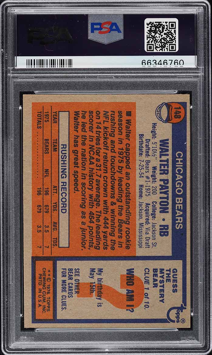 1976 Topps Football Walter Payton ROOKIE #148 PSA 6.5 EXMT+