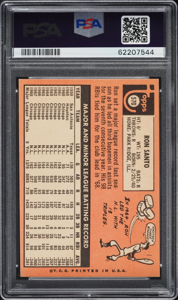 1969 Topps Ron Santo #570 PSA 7 NRMT