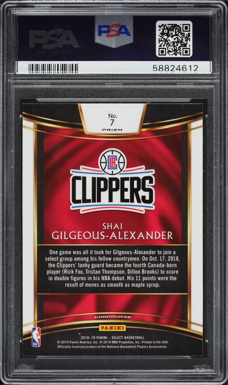 2018 Select Scope Prizm Shai Gilgeous-Alexander ROOKIE #7 PSA 10 GEM MINT