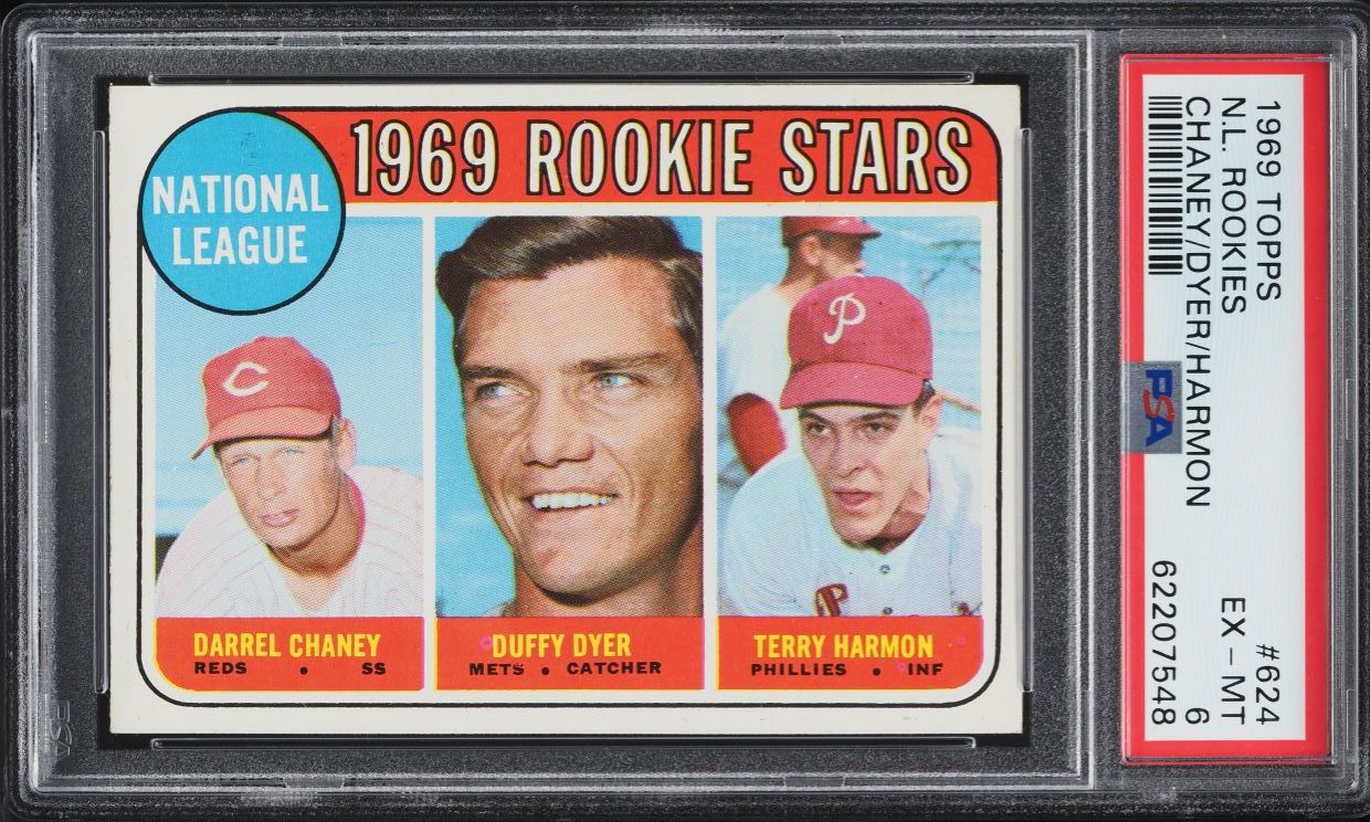 1969 Topps Darrel Chaney & Duff Dyer ROOKIE #624 PSA 6 EXMT