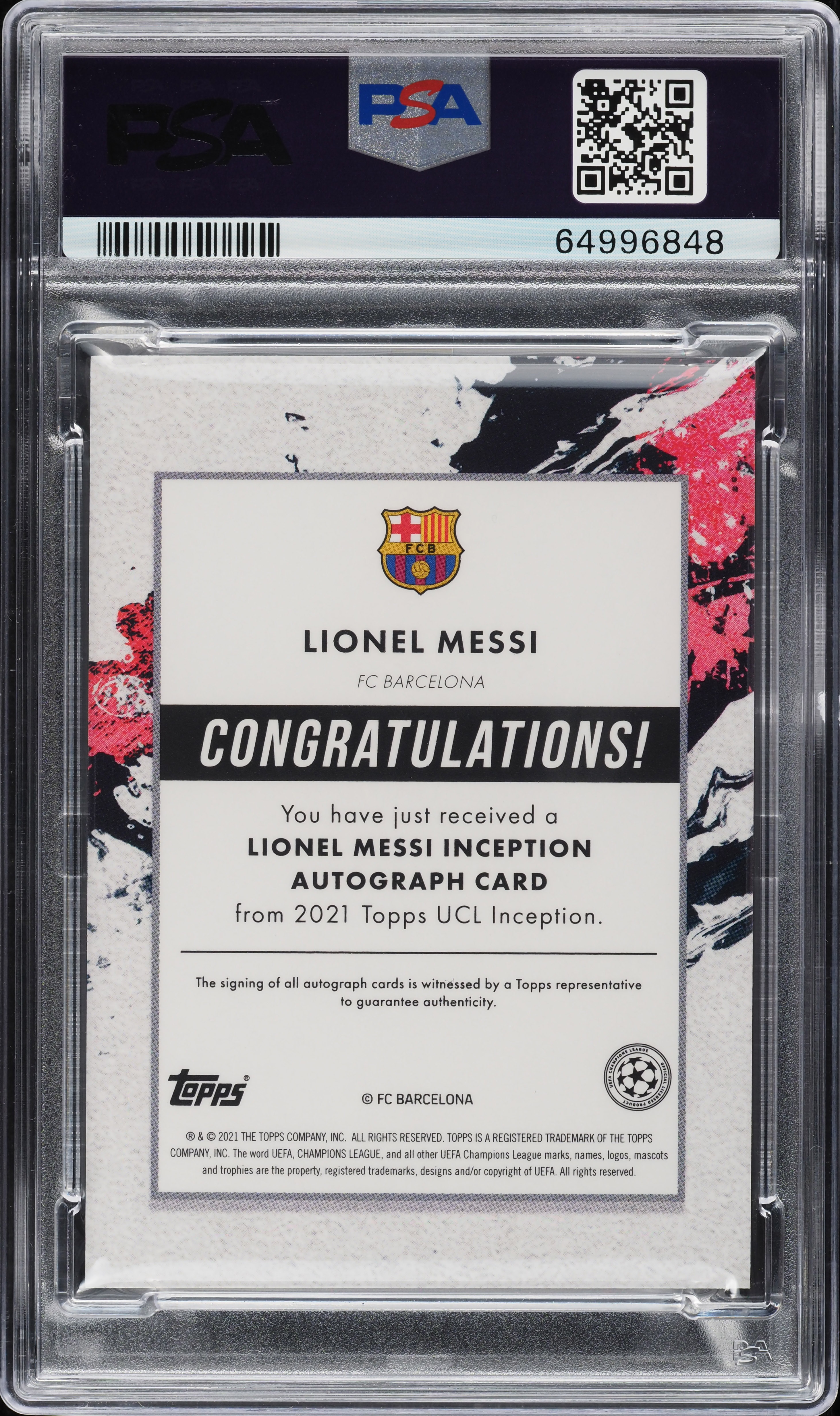 2020 Topps Inception UEFA Perfect 10 Blue Lionel Messi AUTO DNA 10