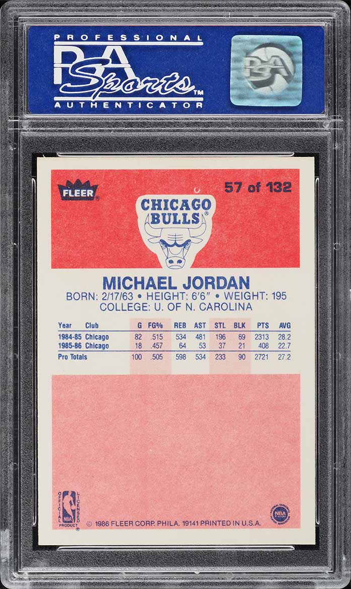 1986 Fleer Basketball Michael Jordan ROOKIE #57 PSA 9 MINT