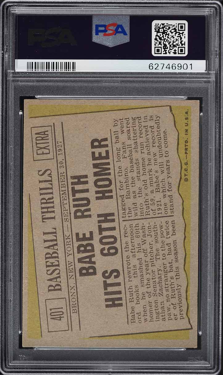 1961 Topps Babe Ruth HITS 60TH HOMER #401 PSA 6 EXMT on Fanatics Collect