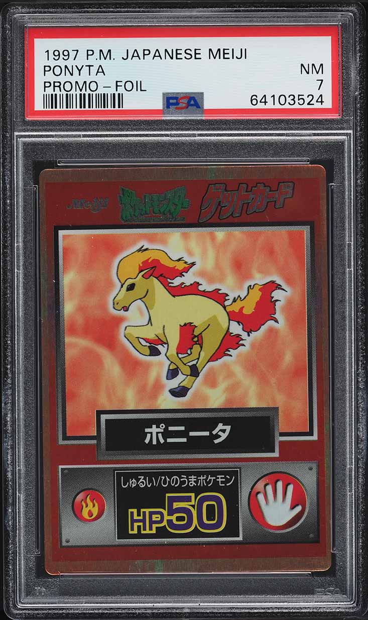 1997 Pokemon Japanese Meiji Promo Foil Ponyta PSA 7 NRMT on Fanatics Collect 1997 Pokemon Japanese Meiji Promo Foil Ponyta PSA 7 NRMT on Fanatics Collect