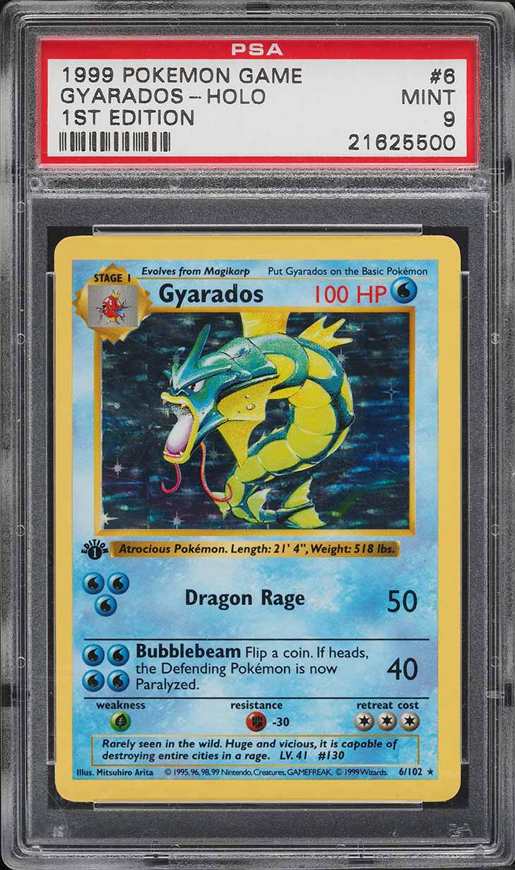 1999 Pokemon Base Set Shadowless 1st Edition Holo Gyarados #6 PSA 9 MINT