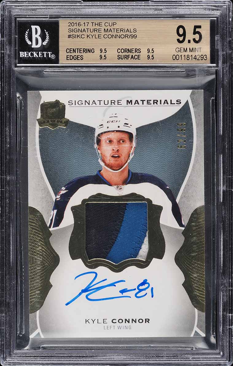 2016 UD The Cup Signature Materials Kyle Connor ROOKIE PATCH AUTO /99 BGS 9.5