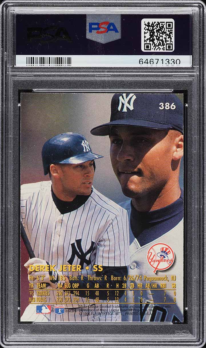 1996 Ultra Derek Jeter ROOKIE #386 PSA 10 GEM MINT