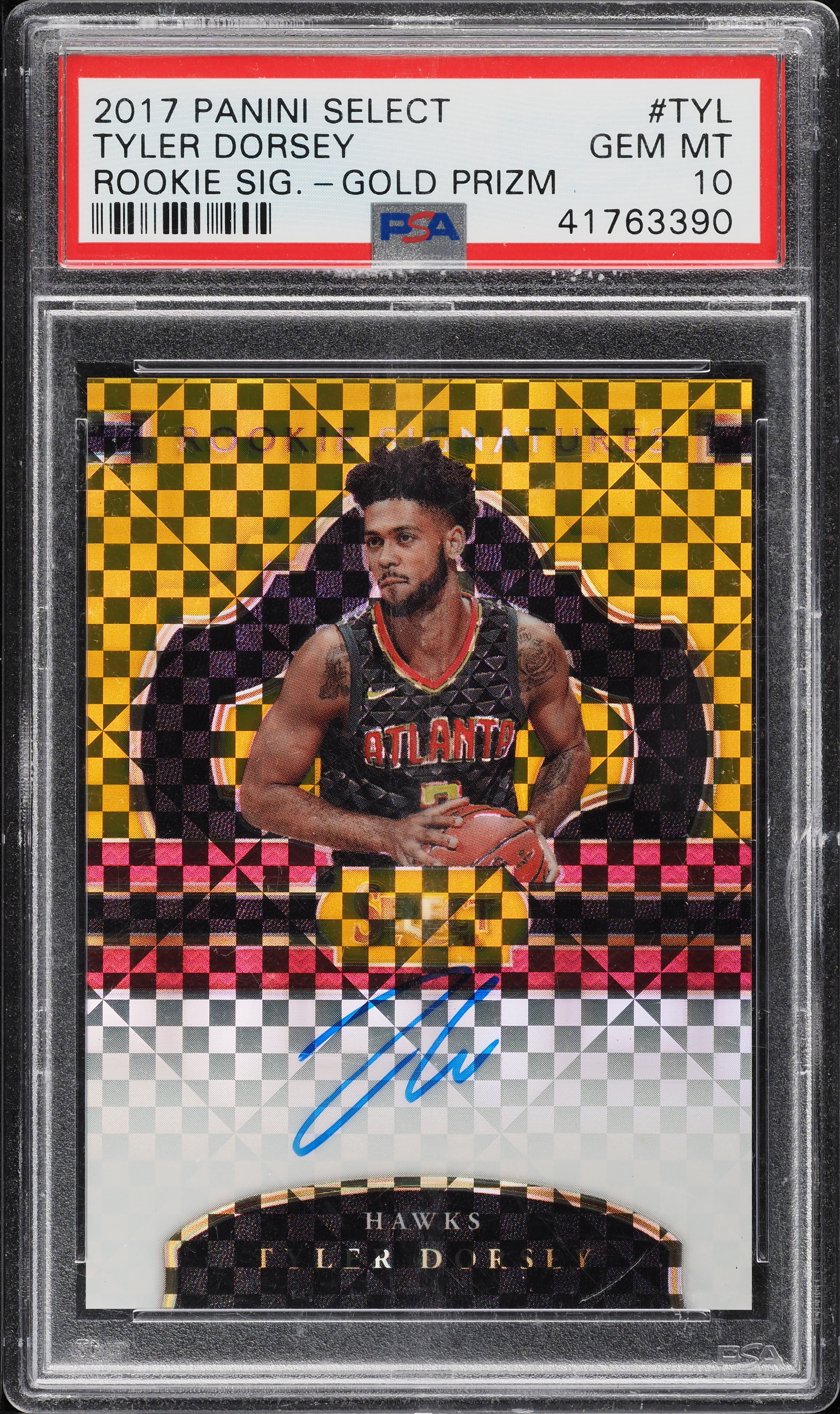 2017 Select Gold Prizm Tyler Dorsey ROOKIE AUTO /10 #TYL PSA 10