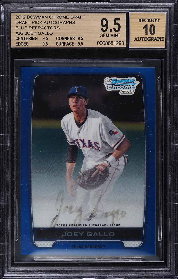 2012 Bowman Chrome Blue Refractor Joey Gallo ROOKIE AUTO /150 #BCA-JG BGS 9.5