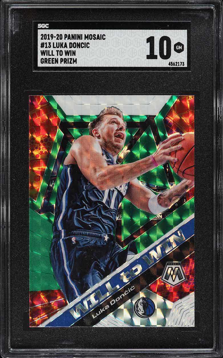 2019 Panini Mosaic Will To Win Green Luka Doncic #13 SGC 10 GEM MINT