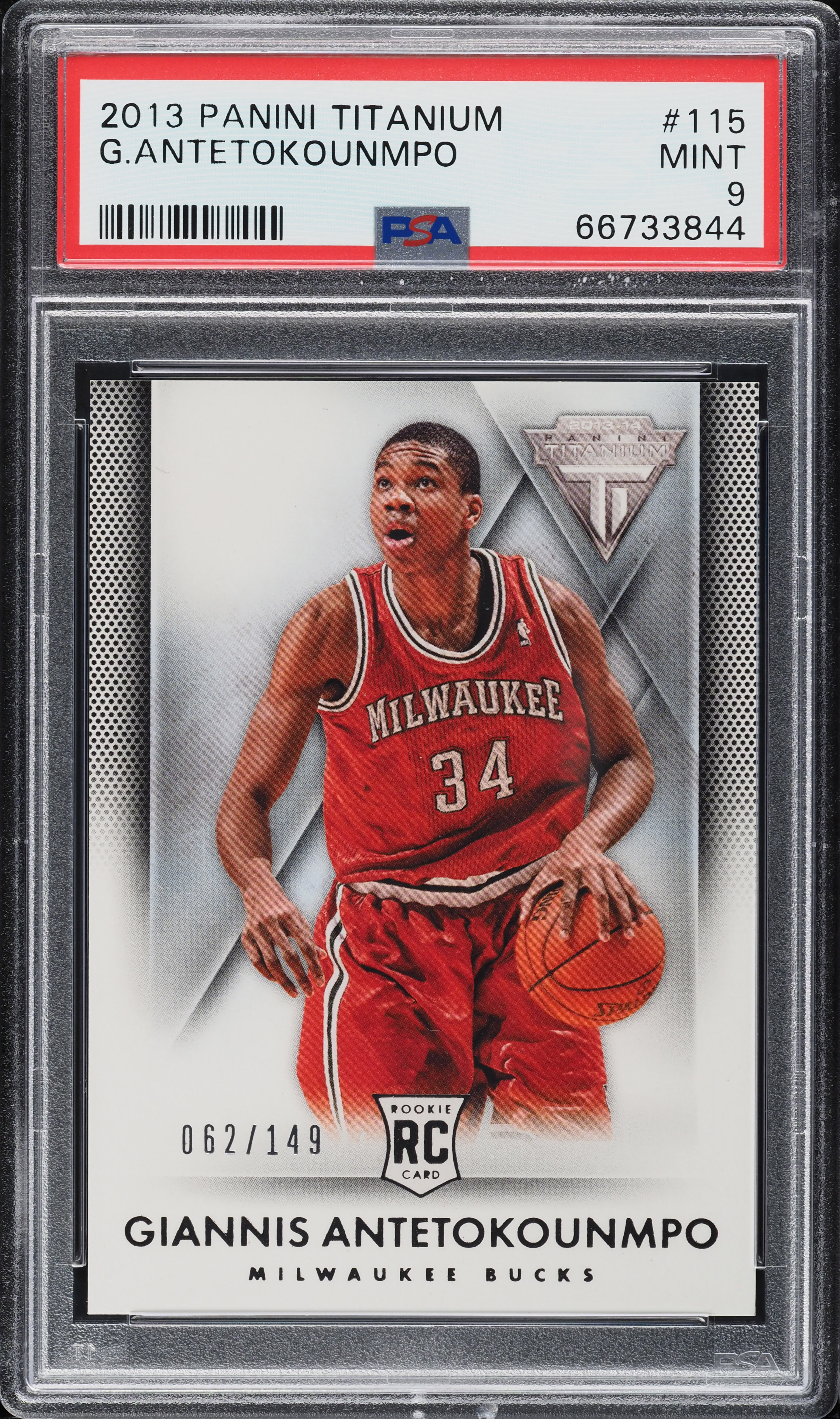 2013 Panini Titanium Giannis Antetokounmpo ROOKIE /149 #115 PSA 9