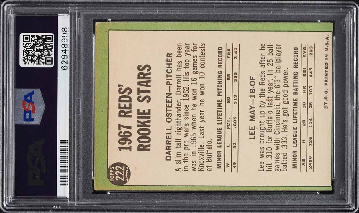 1967 Topps Reds Rookies #222 PSA 4 VGEX