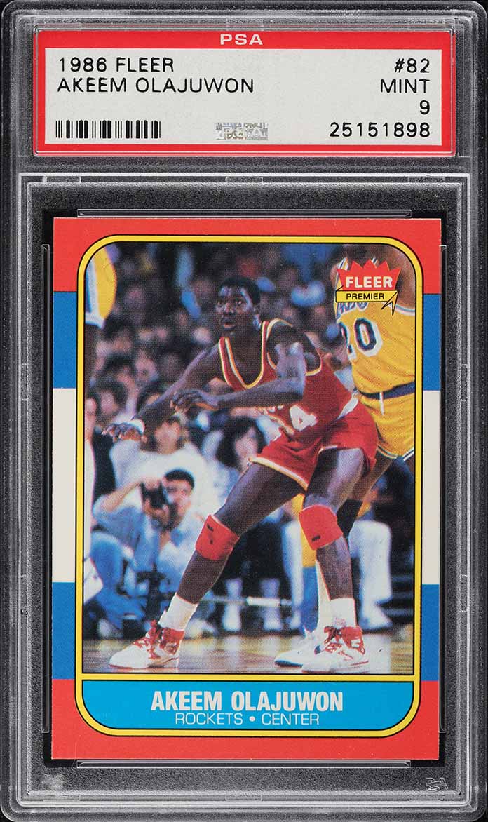 1986 Fleer Basketball Hakeem Olajuwon ROOKIE #82 PSA 9 MINT