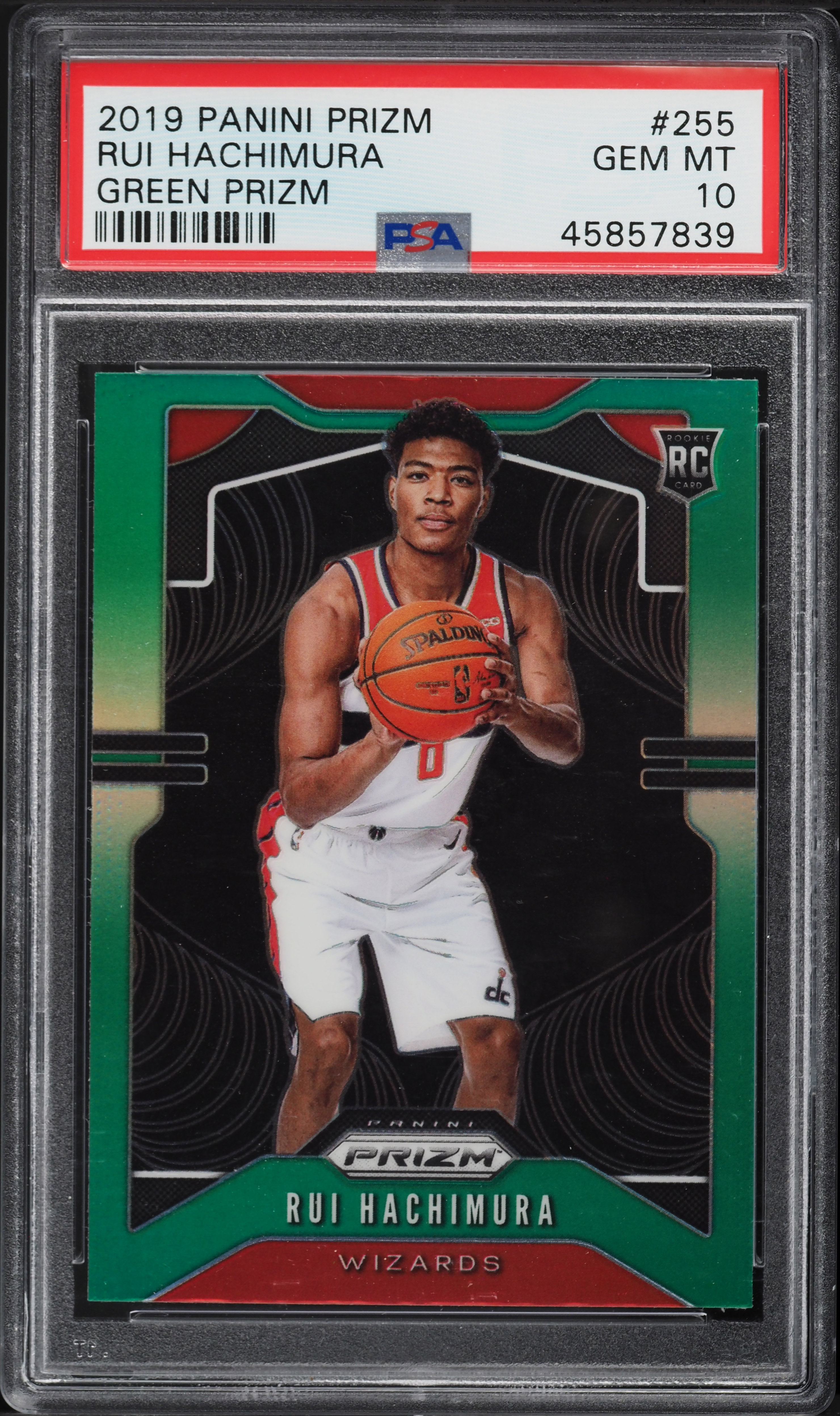 2019 Panini Prizm Green Prizms Rui Hachimura ROOKIE #255 PSA 10