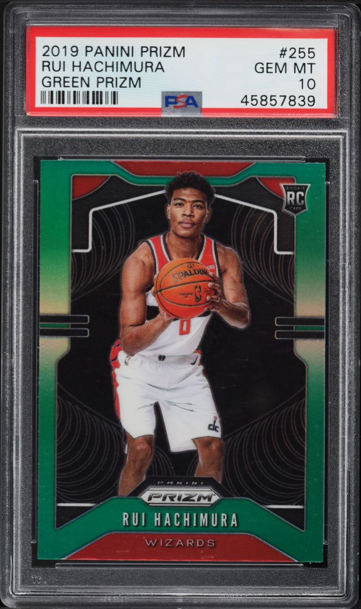 2019 Panini Prizm Green Prizms Rui Hachimura ROOKIE #255 PSA 10