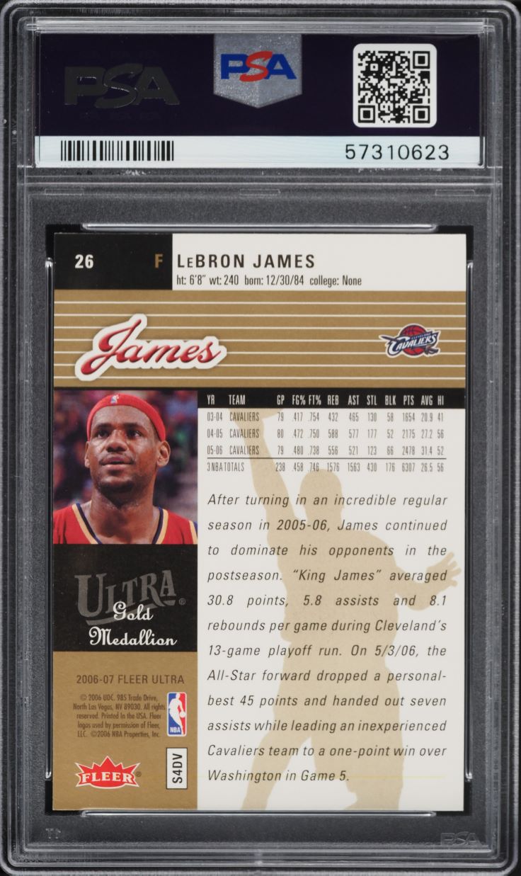 2006 Ultra Gold Medallion LeBron James #26 PSA 10 GEM MINT