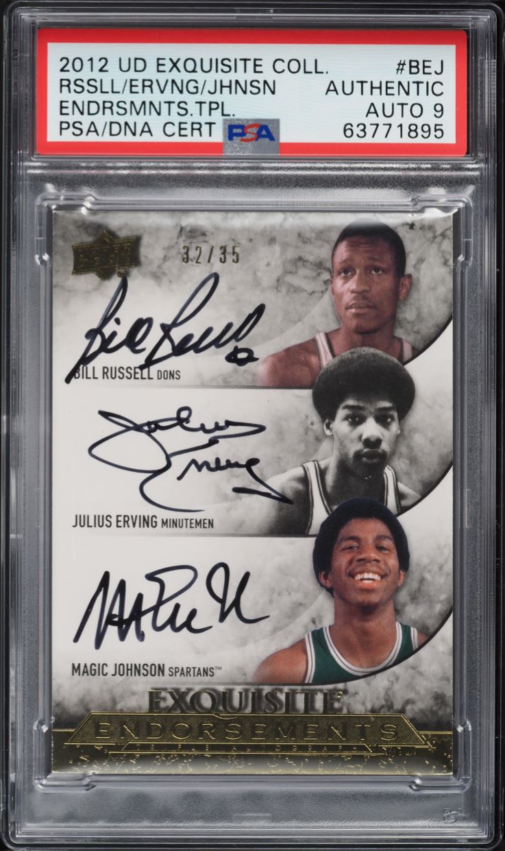 1996 Finest Reprint w/ Coating Larry Bird Julius Erving Magic