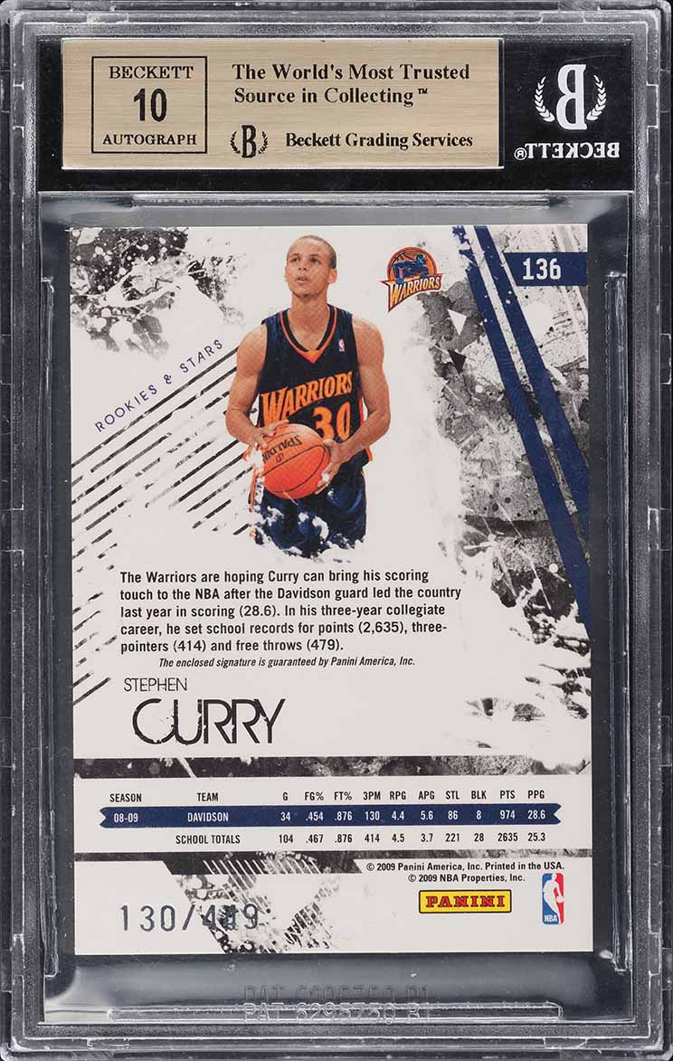 2009 Panini Rookies & Stars Stephen Curry ROOKIE AUTO /449 #136