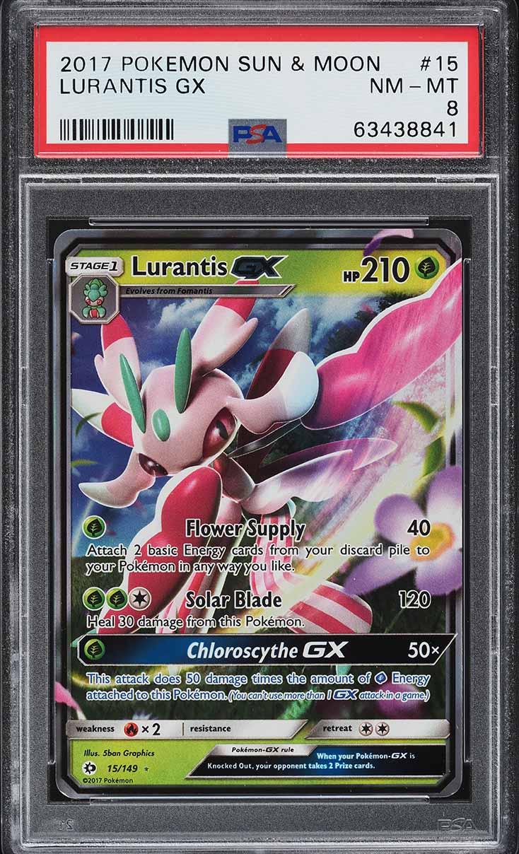 2017 Pokemon Sun & Moon Lurantis GX #15 PSA 8 NM-MT