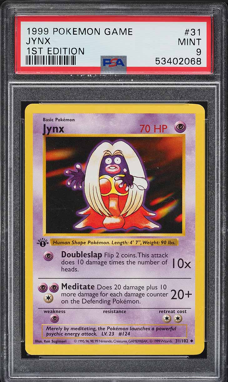 1999 Pokemon Base Set Shadowless 1st Edition Jynx #31 PSA 9 MINT