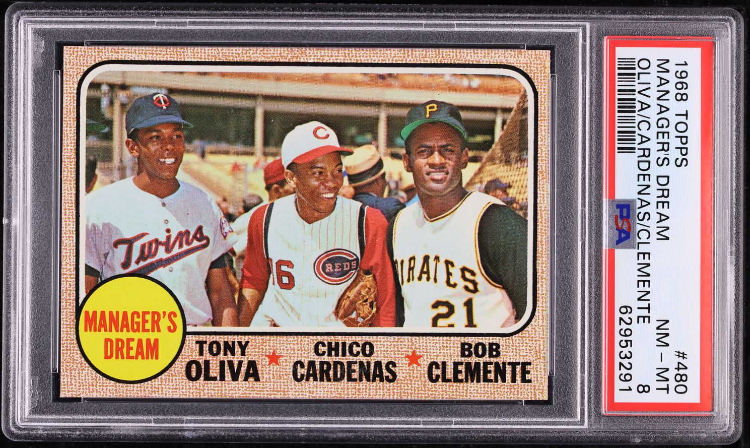 1968 Topps Roberto Clemente Tony Oliva MANAGER'S DREAM #480 PSA 8 NM-MT