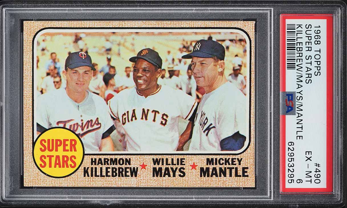 1968 Topps Mickey Mantle Willie Mays Harmon Killebrew SUPER STARS #490 PSA 6