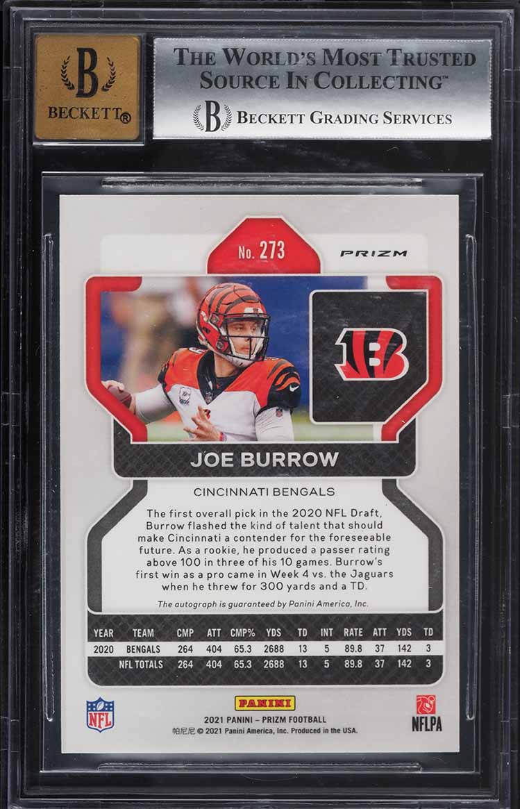 2021 Panini Prizm Silver Prizms Joe Burrow AUTO #273 BGS 9 MINT