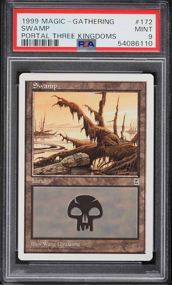1999 Magic The Gathering MTG Portal Three Kingdoms Swamp #172 PSA 9 MINT