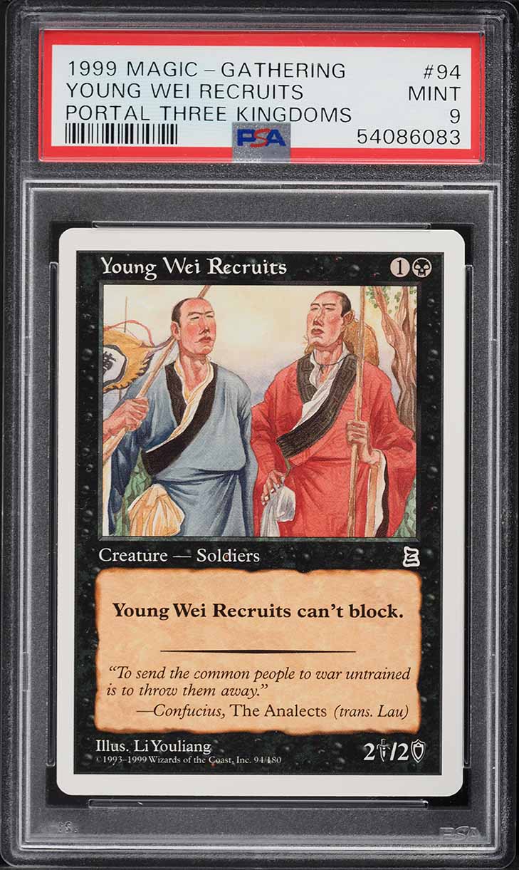 1999 Magic The Gathering MTG Portal Three Kingdoms Young Wei Recruits #94 PSA 9