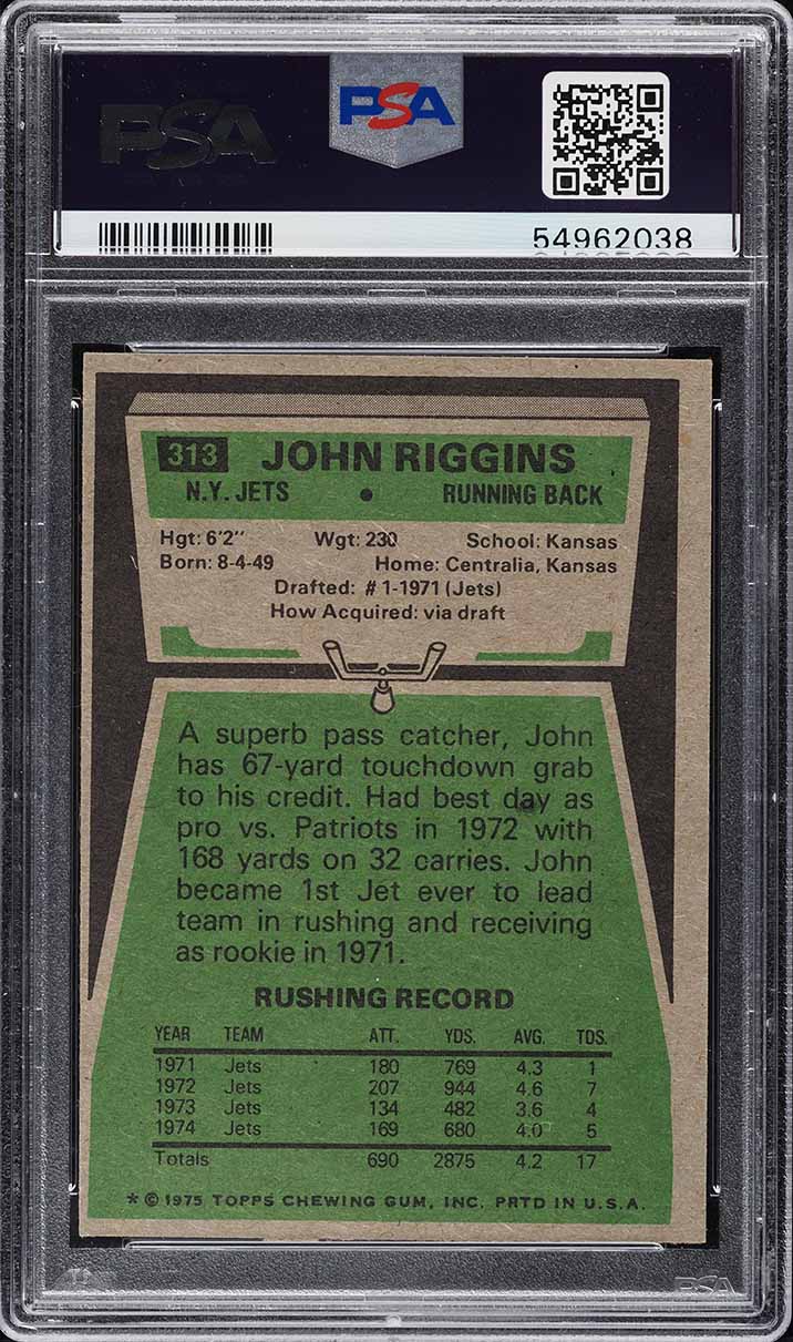1975 Topps Football John Riggins #313 PSA 7 NRMT