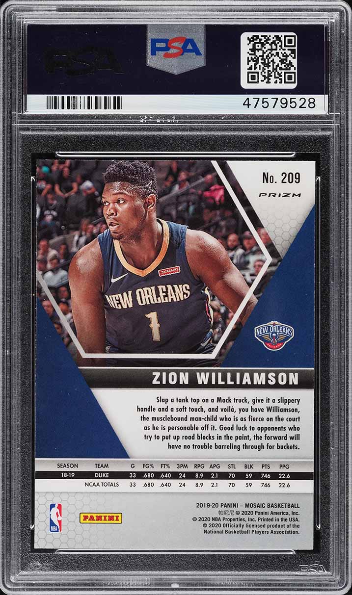 2019 Panini Mosaic Genesis Zion Williamson ROOKIE #209 PSA 10 GEM MINT