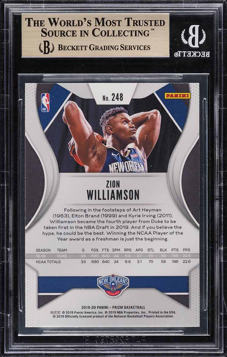 2019 Panini Prizm Zion Williamson ROOKIE #248 BGS 10 PRISTINE