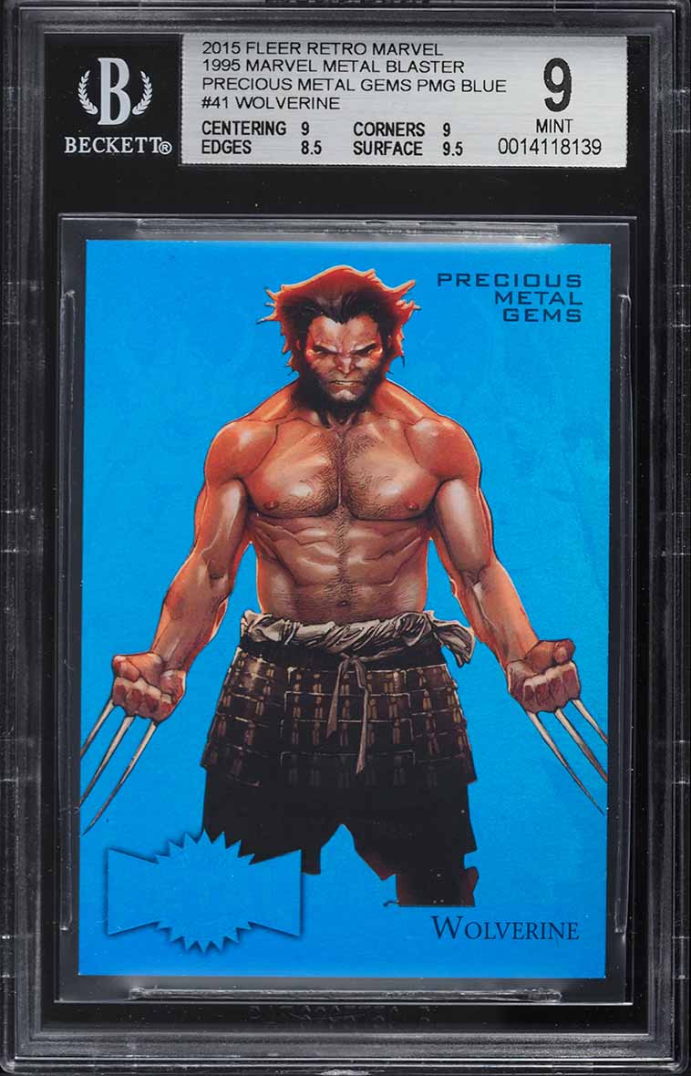 2015 Fleer Retro Marvel Precious Metal Gems PMG Blue Wolverine /50 #41 BGS 9
