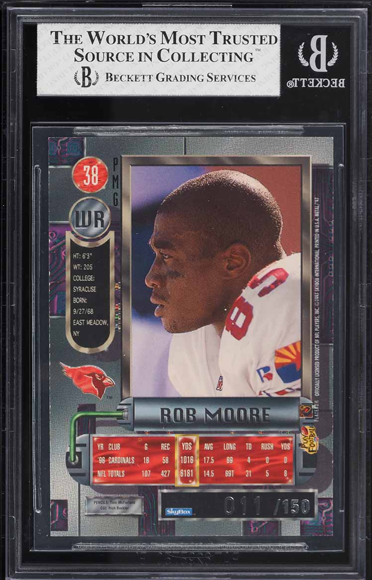 1997 Metal Universe Precious Metal Gems PMG Green Rob Moore /15 #38 BGS 8 NM-MT