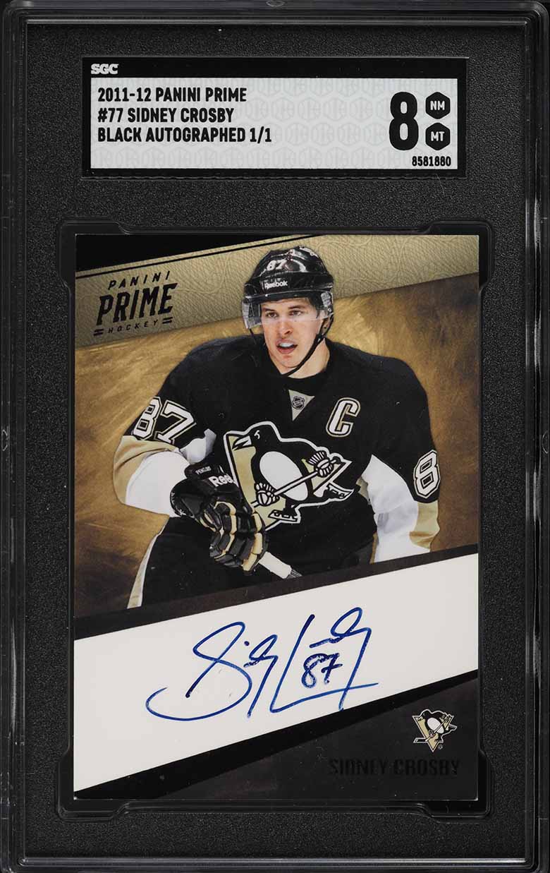 2011 Panini Prime Black Sidney Crosby AUTO 1/1 #77 SGC 8 NM-MT