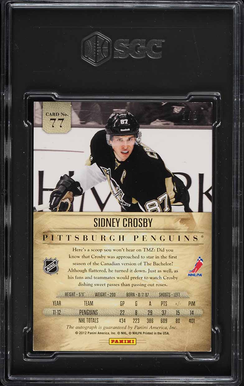2011 Panini Prime Black Sidney Crosby AUTO 1/1 #77 SGC 8 NM-MT