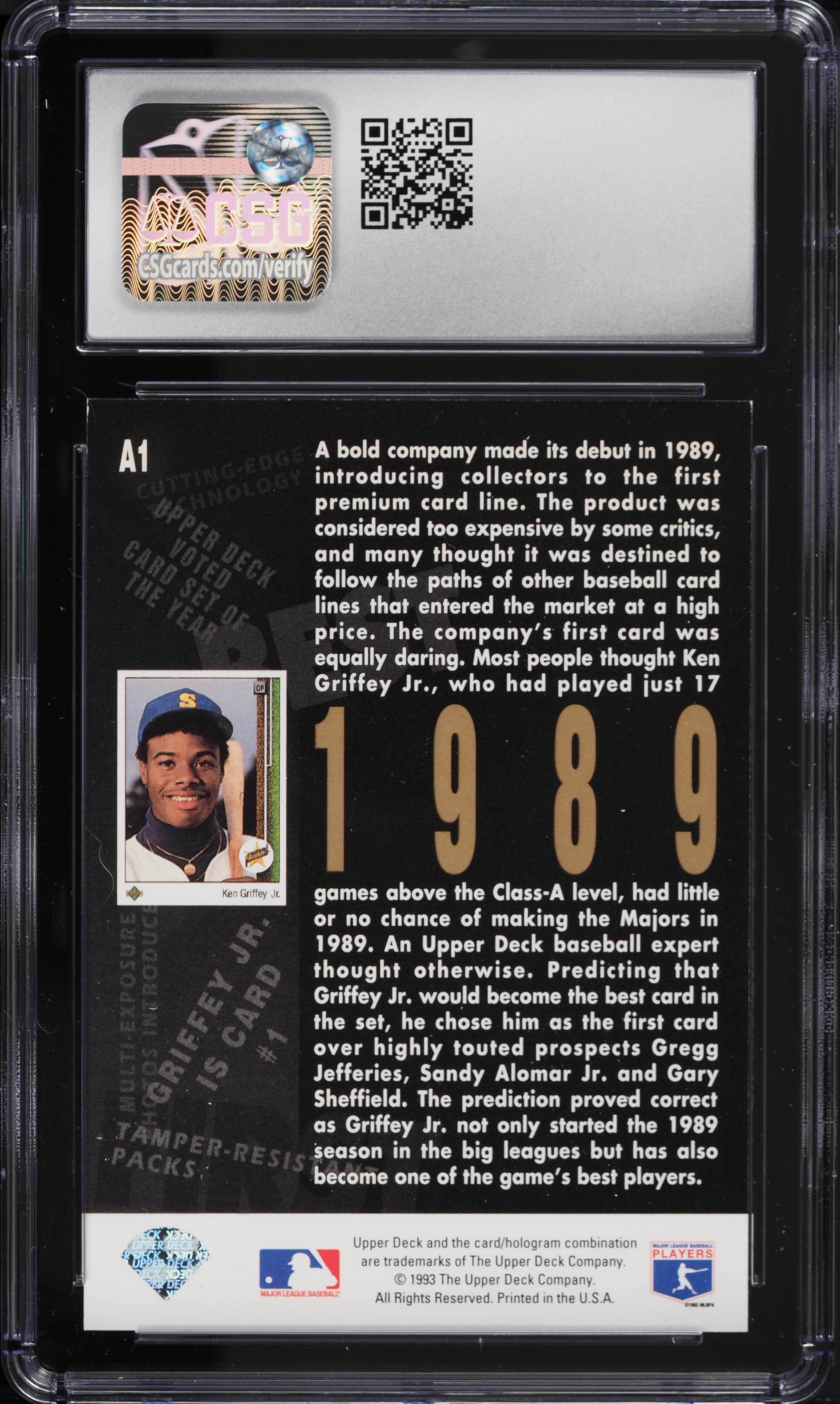 1993 Upper Deck 5th Anniversary Ken Griffey Jr. #A1 CSG 4.5 VGEX+