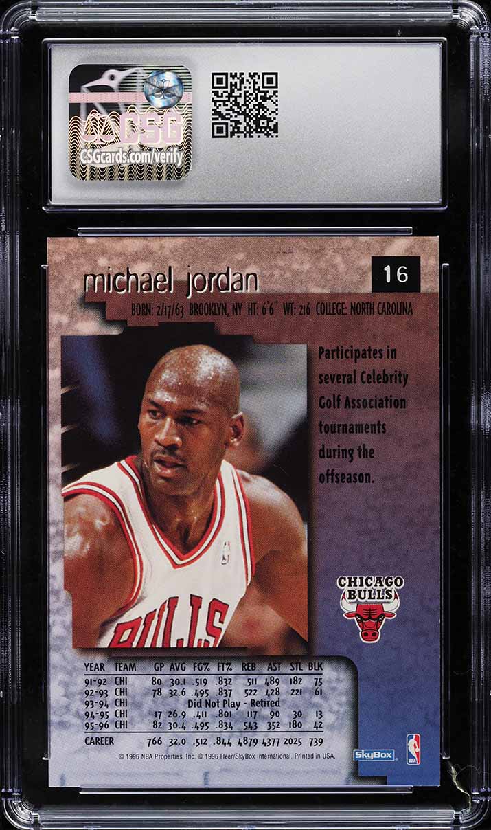 1996 Skybox Premium Michael Jordan #16 CSG 8.5 NM-MT+