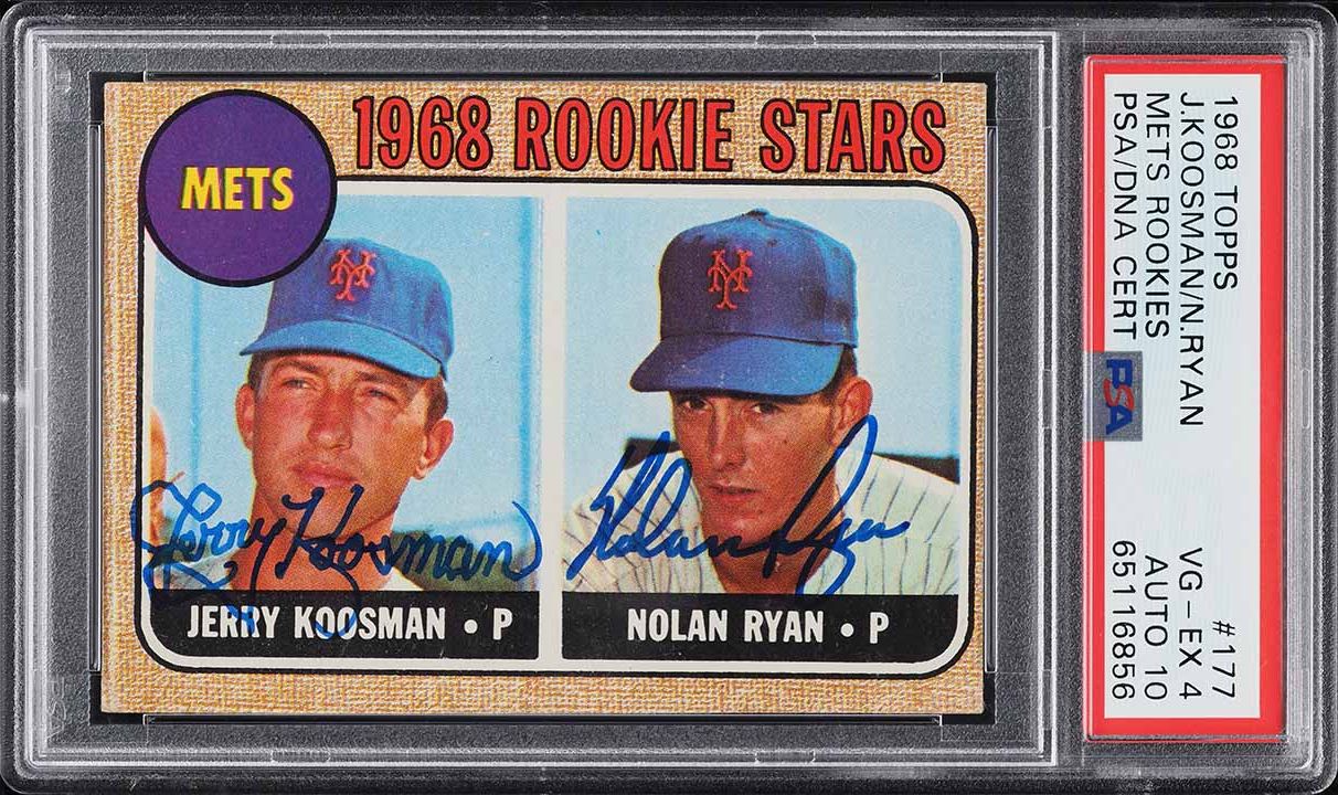 1968 Topps Nolan Ryan ROOKIE AUTO DNA 10 #177 PSA 4 VGEX