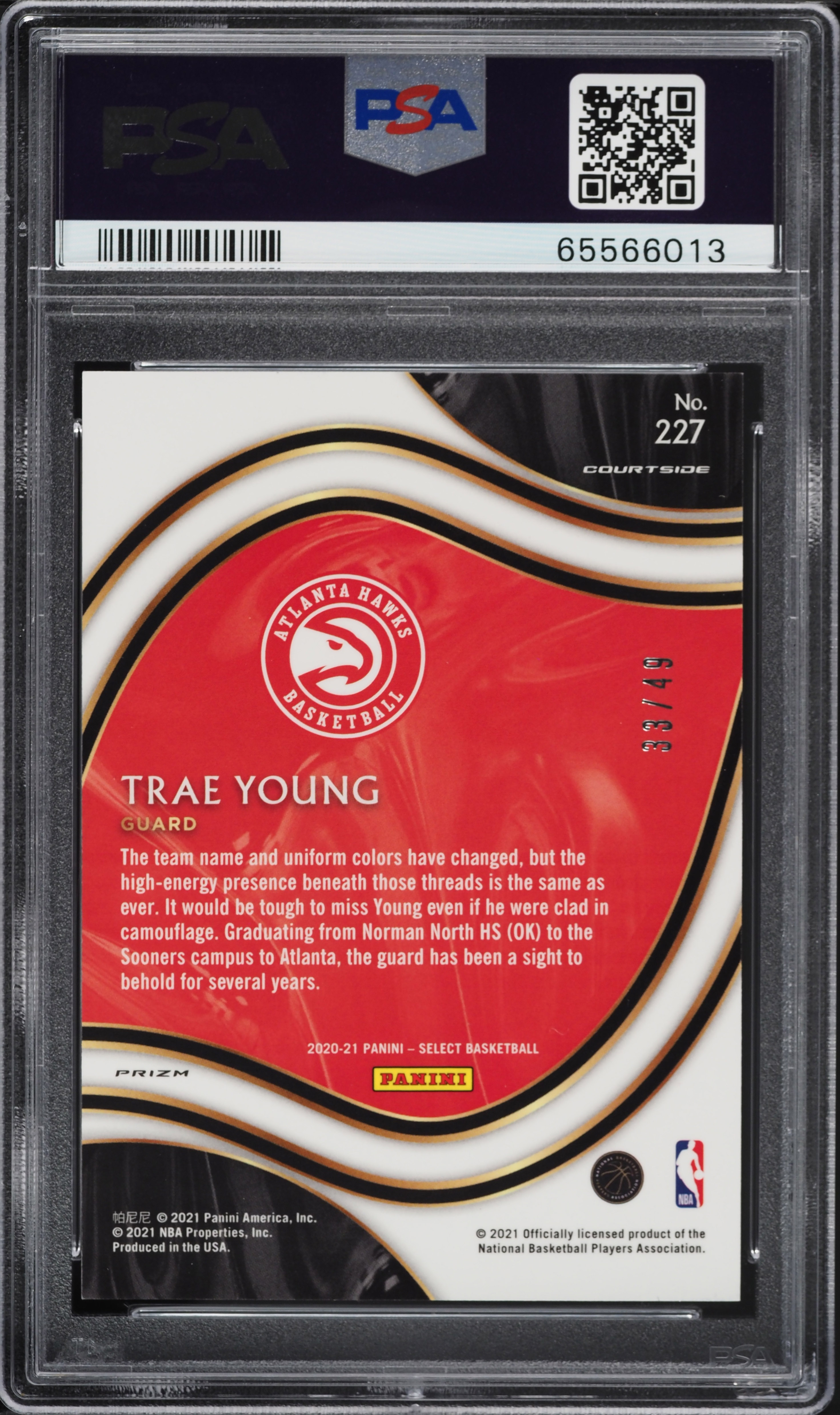 2020 Select Courtside Red Disco Prizm Trae Young /49 #227 PSA 10