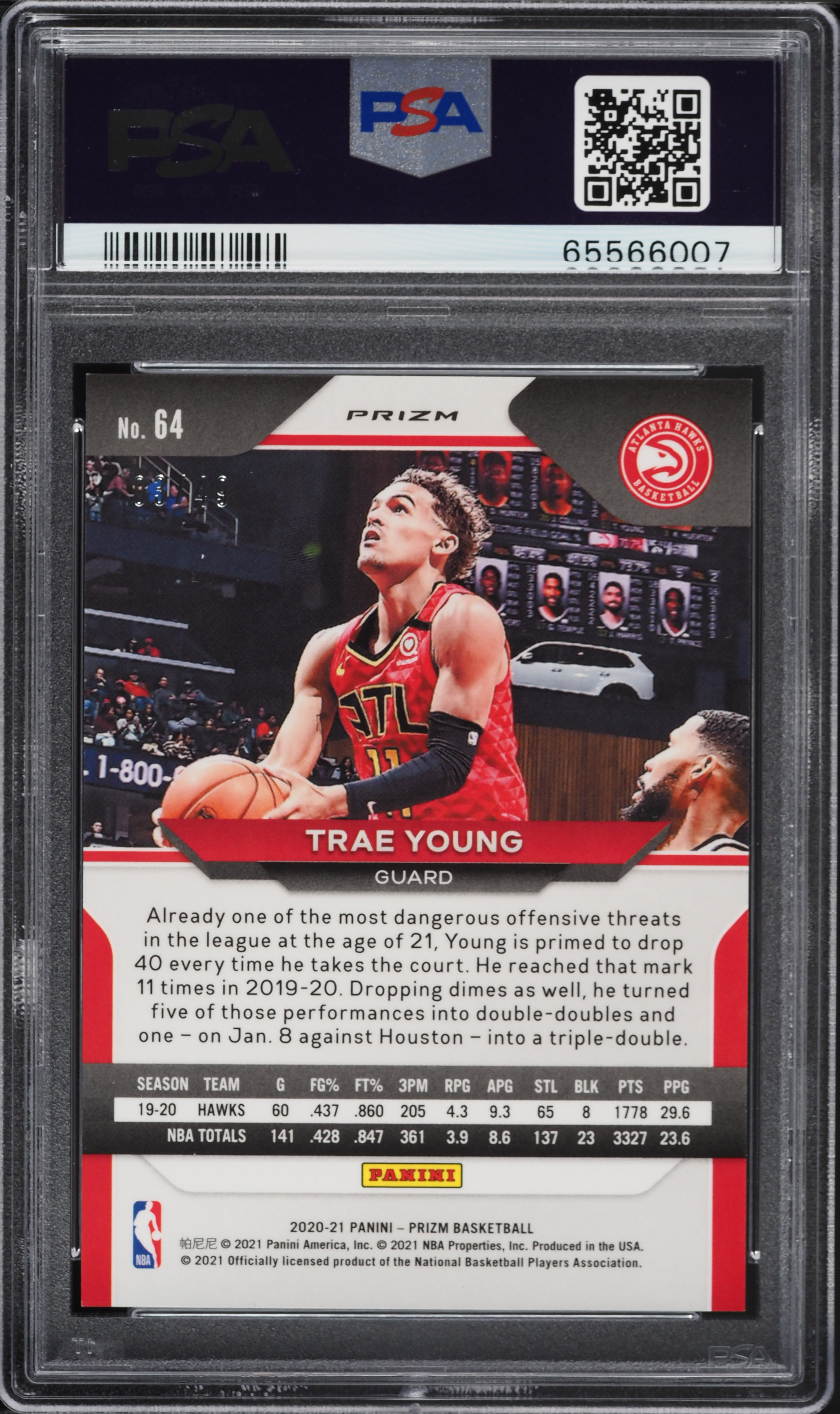 2020 Panini Prizm Orange Trae Young /49 #64 PSA 10 GEM MINT on
